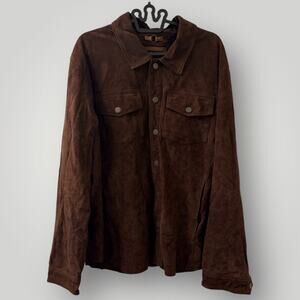 Frye Suede Goat Leather Shirt Jacket Fits Like Large Brown Western Trucker XXL
